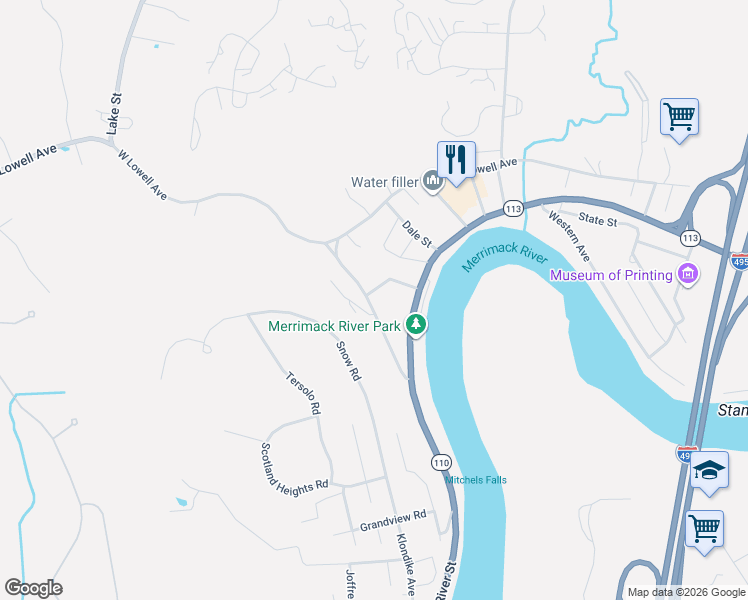 map of restaurants, bars, coffee shops, grocery stores, and more near 52 Bradley Avenue in Haverhill