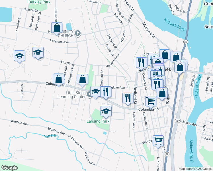map of restaurants, bars, coffee shops, grocery stores, and more near 59 Younglove Avenue in Cohoes