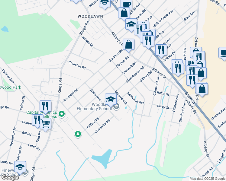 map of restaurants, bars, coffee shops, grocery stores, and more near 305 Manchester Road in Schenectady