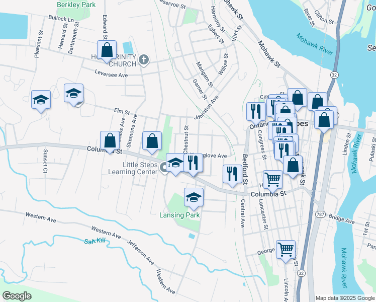 map of restaurants, bars, coffee shops, grocery stores, and more near 59 Younglove Avenue in Cohoes