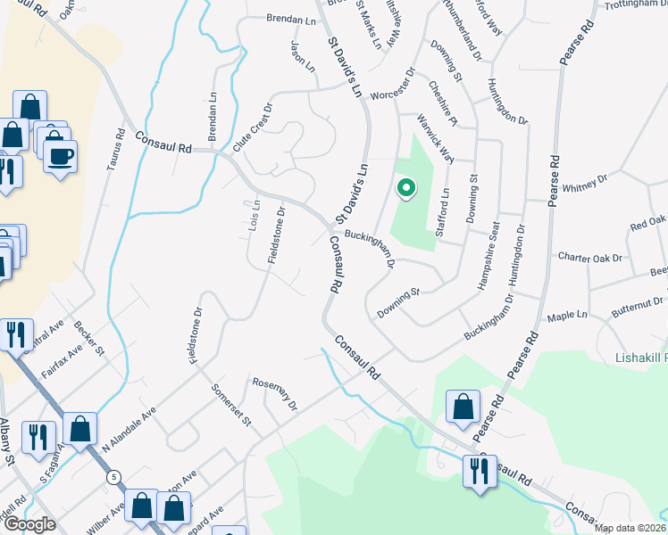 map of restaurants, bars, coffee shops, grocery stores, and more near 4114 Consaul Road in Schenectady