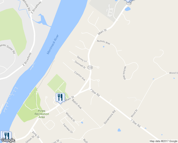 map of restaurants, bars, coffee shops, grocery stores, and more near 111 Main St in Groveland