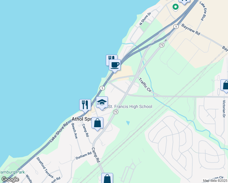 map of restaurants, bars, coffee shops, grocery stores, and more near 4123 Grover Place in Hamburg