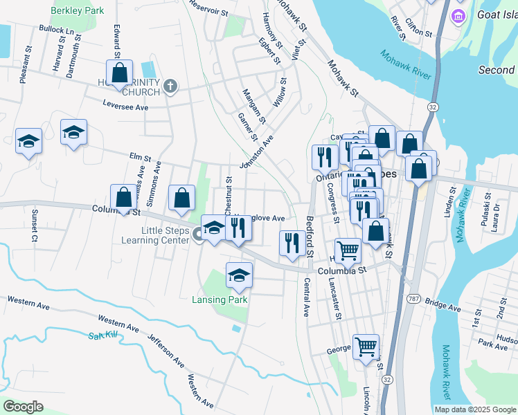 map of restaurants, bars, coffee shops, grocery stores, and more near 33 Younglove Avenue in Cohoes