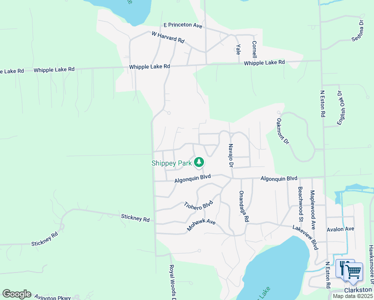 map of restaurants, bars, coffee shops, grocery stores, and more near 5040 Oneida Drive in Clarkston