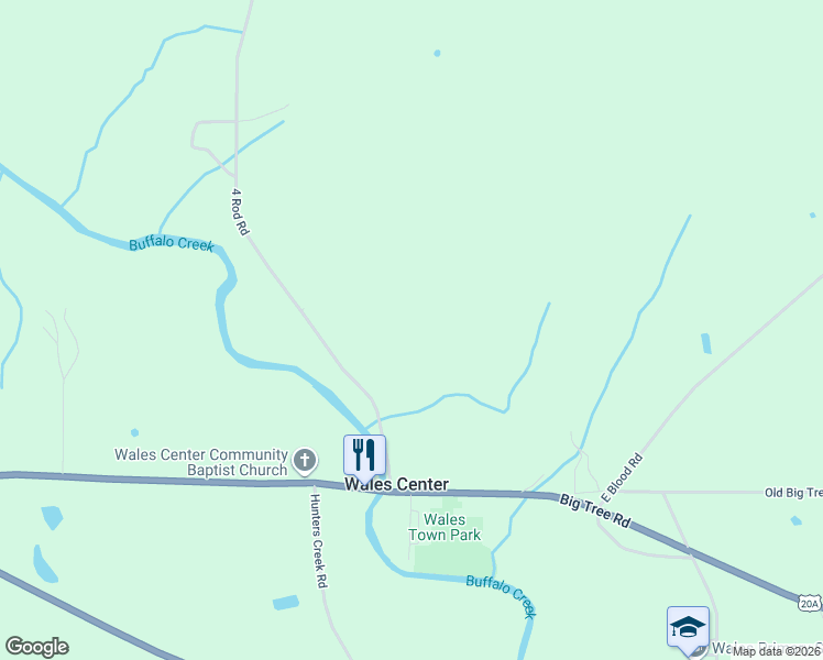 map of restaurants, bars, coffee shops, grocery stores, and more near 4329 4 Rod Road in East Aurora