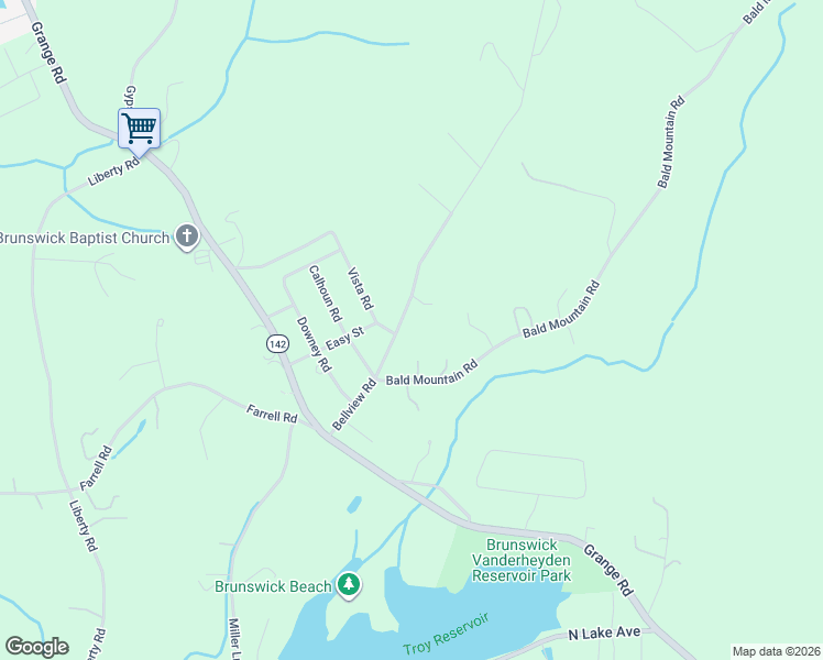 map of restaurants, bars, coffee shops, grocery stores, and more near 64 Bellview Road in Troy