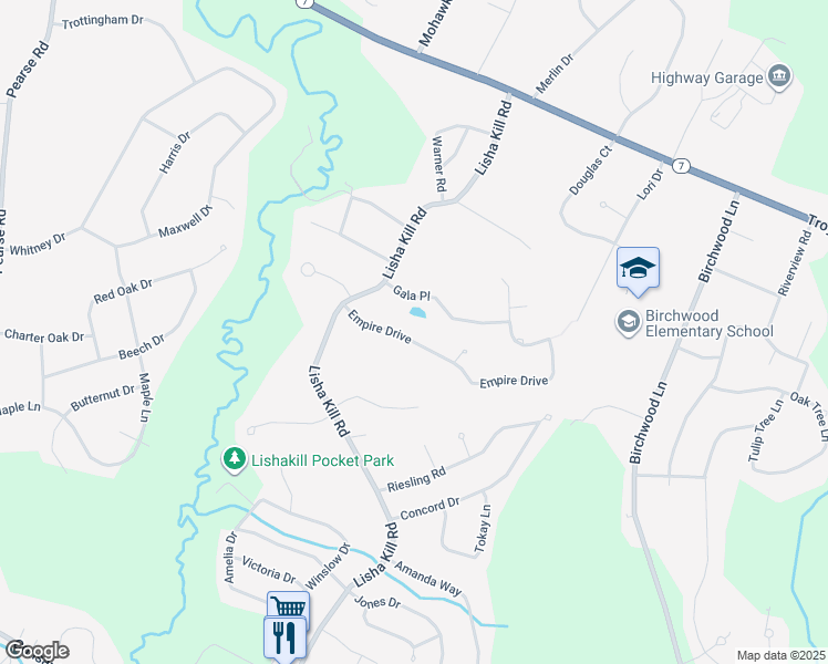 map of restaurants, bars, coffee shops, grocery stores, and more near 37 Empire Drive in Schenectady County