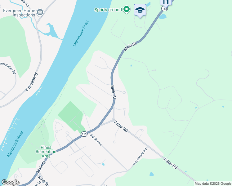 map of restaurants, bars, coffee shops, grocery stores, and more near 111 Main Street in Groveland