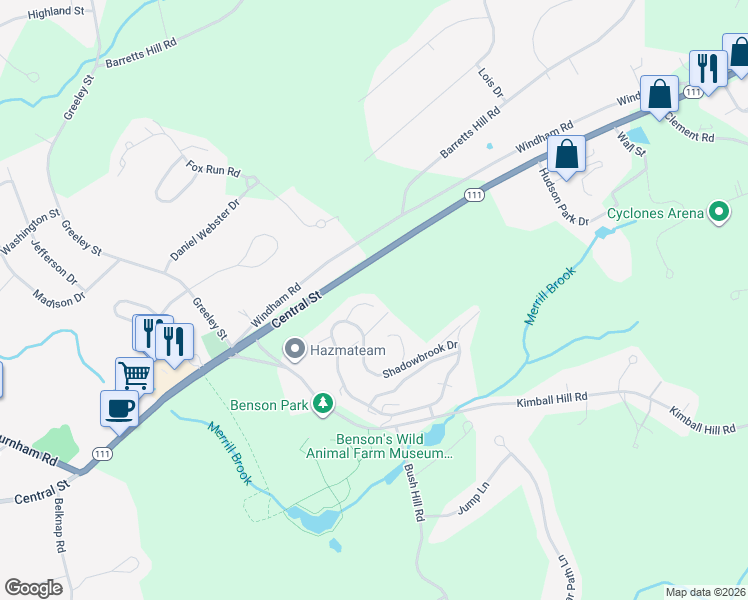 map of restaurants, bars, coffee shops, grocery stores, and more near 6b Tammy Court in Hudson