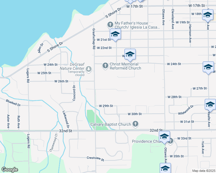 map of restaurants, bars, coffee shops, grocery stores, and more near 606 West 27th Street in Holland
