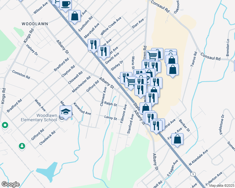 map of restaurants, bars, coffee shops, grocery stores, and more near 123 Gasner Avenue in Schenectady