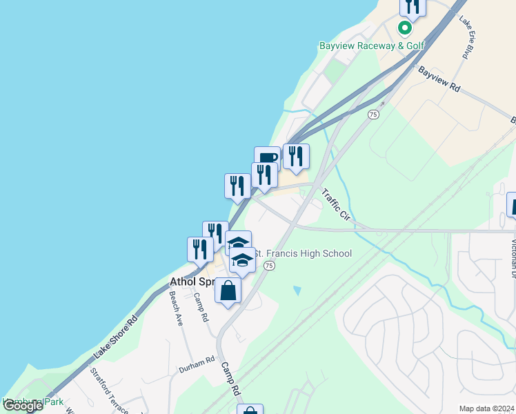 map of restaurants, bars, coffee shops, grocery stores, and more near 4123 Grover Place in Hamburg