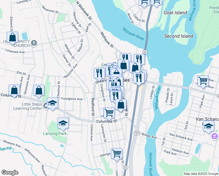 map of restaurants, bars, coffee shops, grocery stores, and more near in Cohoes