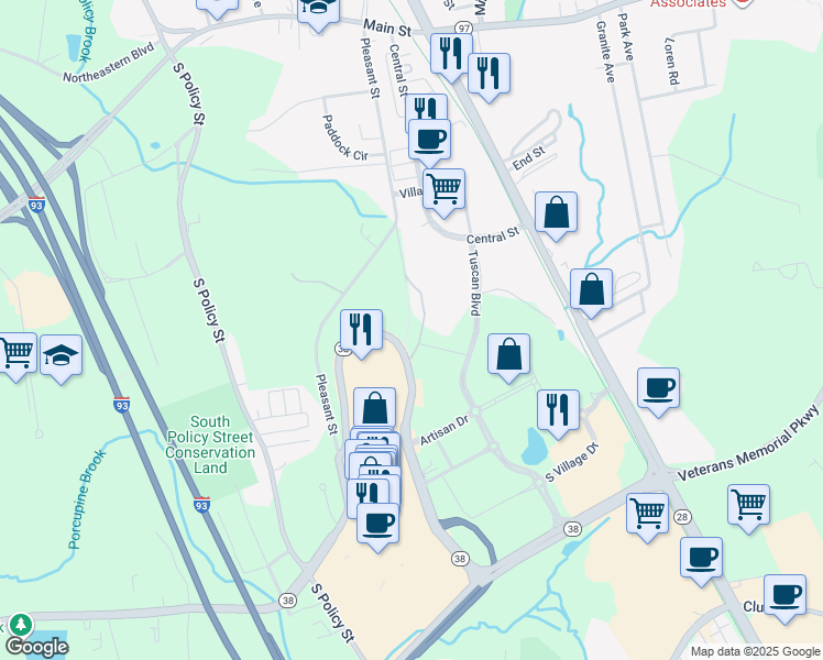 map of restaurants, bars, coffee shops, grocery stores, and more near Pleasant Saint Exd in Salem