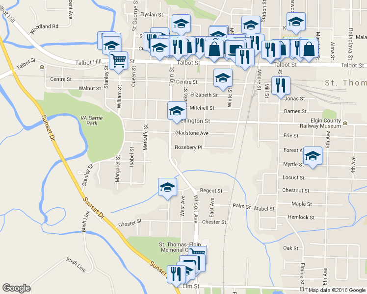 map of restaurants, bars, coffee shops, grocery stores, and more near 7 Rosebery Place in St. Thomas