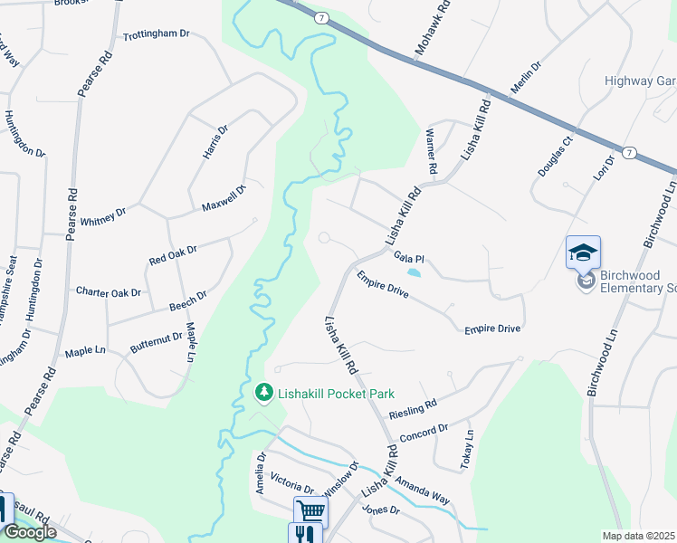 map of restaurants, bars, coffee shops, grocery stores, and more near 763 Lisha Kill Road in Schenectady County