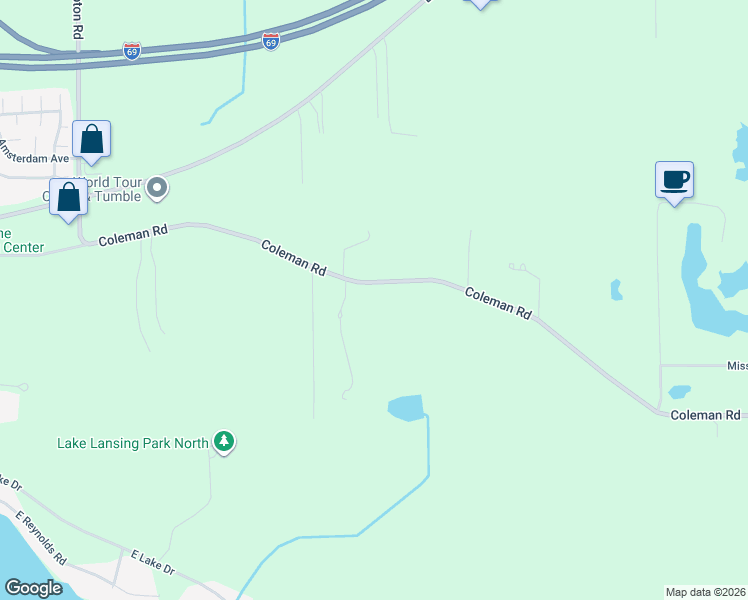 map of restaurants, bars, coffee shops, grocery stores, and more near 8900 Coleman Road in Bath Township