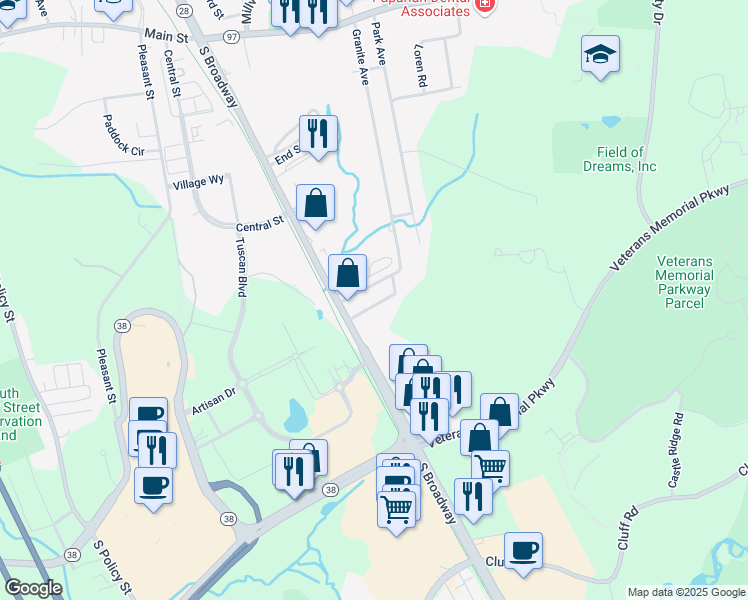 map of restaurants, bars, coffee shops, grocery stores, and more near 7 Belmont Street in Salem