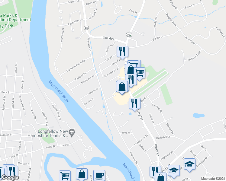 map of restaurants, bars, coffee shops, grocery stores, and more near 500 Abbott Farm Lane in Hudson
