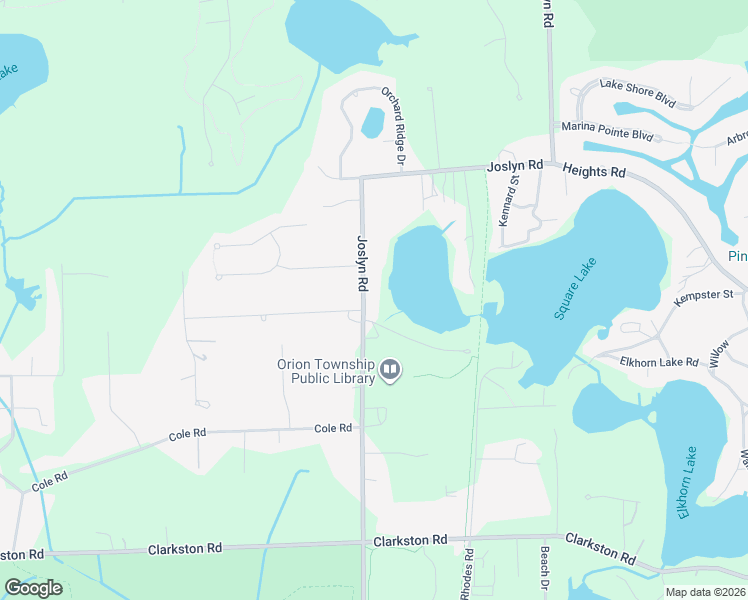 map of restaurants, bars, coffee shops, grocery stores, and more near 745 Joslyn Road in Orion charter Township