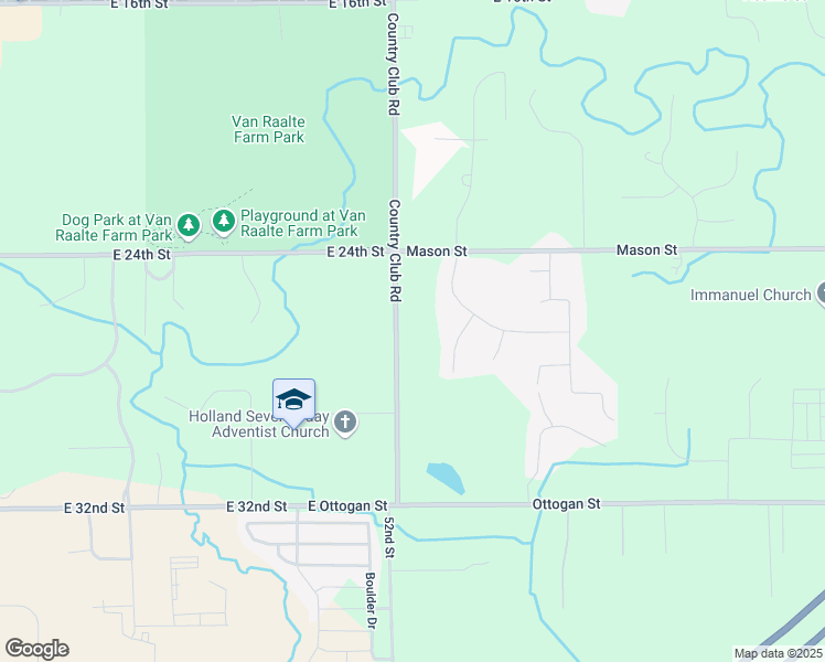 map of restaurants, bars, coffee shops, grocery stores, and more near 625 Country Club Road in Holland