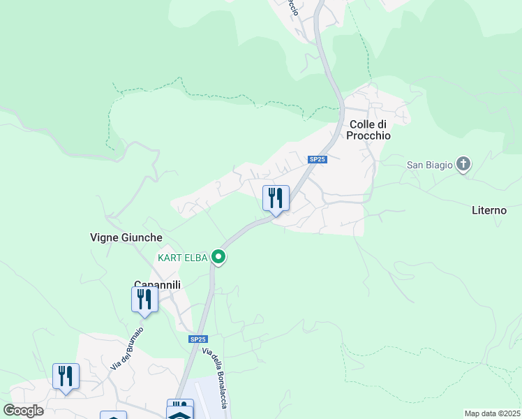 map of restaurants, bars, coffee shops, grocery stores, and more near 36 Via dei Marmi in Provincia di Livorno