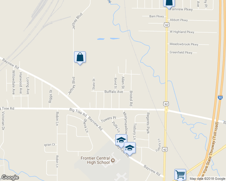 map of restaurants, bars, coffee shops, grocery stores, and more near 4042 Buffalo Avenue in Buffalo