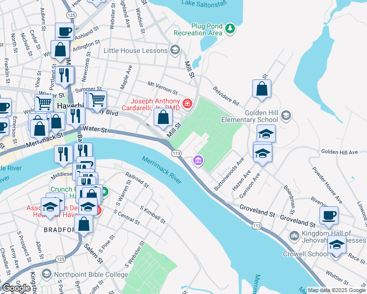 map of restaurants, bars, coffee shops, grocery stores, and more near 22 Eastern Avenue in Haverhill