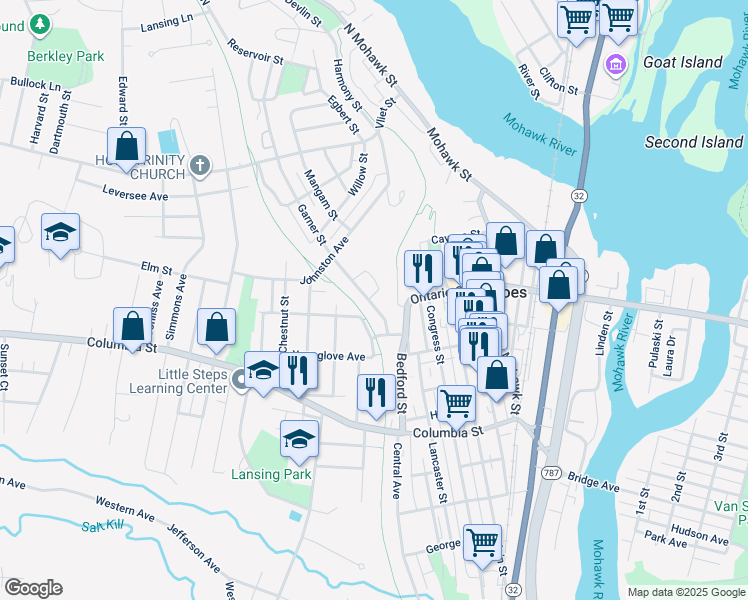 map of restaurants, bars, coffee shops, grocery stores, and more near 8 Roulier Heights in Cohoes