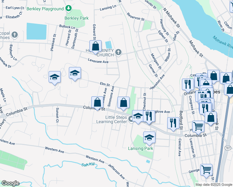 map of restaurants, bars, coffee shops, grocery stores, and more near 15 Mann Ave in Cohoes