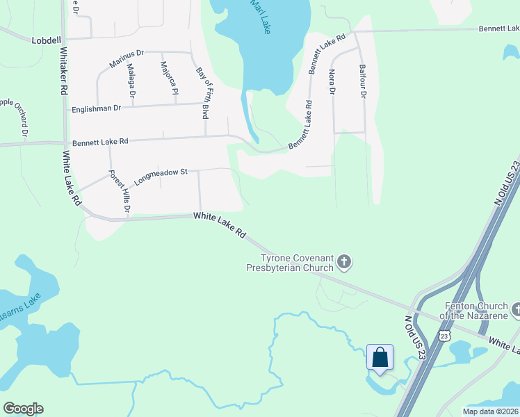 map of restaurants, bars, coffee shops, grocery stores, and more near 9616 Longmeadow Drive in Fenton