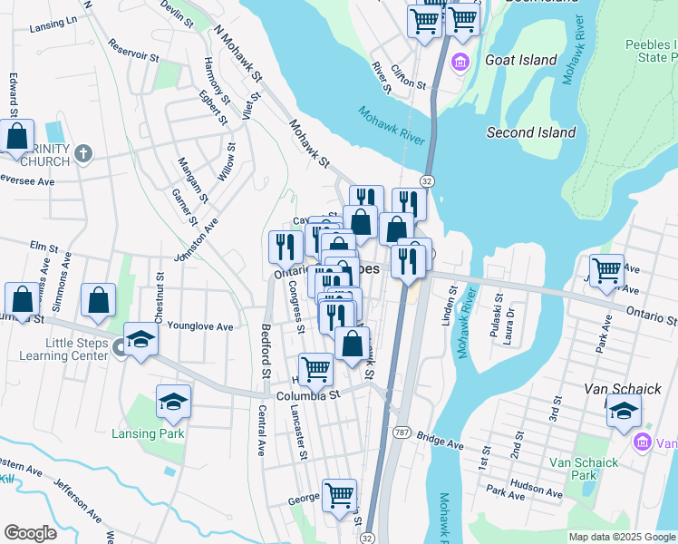 map of restaurants, bars, coffee shops, grocery stores, and more near 109 Remsen Street in Cohoes