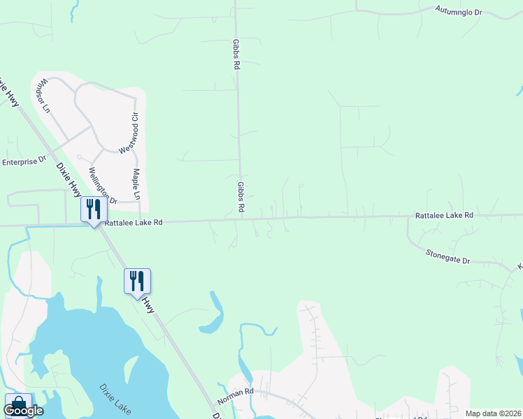 map of restaurants, bars, coffee shops, grocery stores, and more near 9752 Rattalee Lake Rd in Clarkston