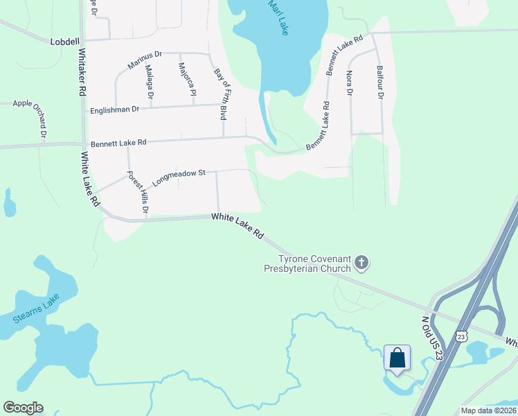 map of restaurants, bars, coffee shops, grocery stores, and more near 9616 Longmeadow Drive in Fenton
