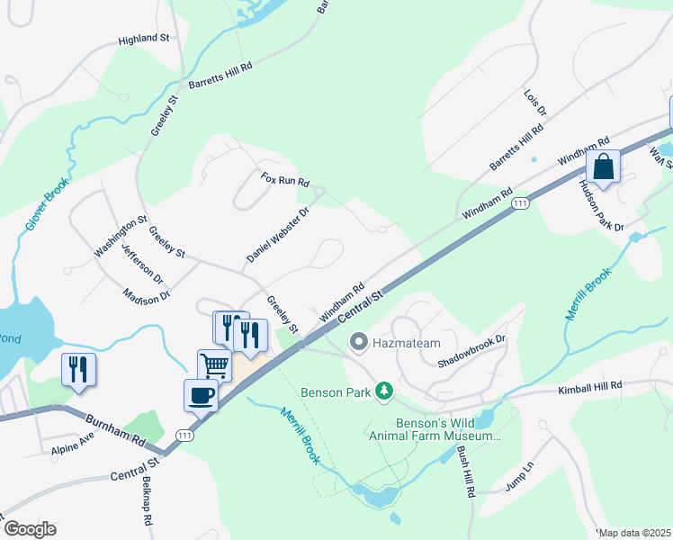 map of restaurants, bars, coffee shops, grocery stores, and more near 14 Frenette Drive in Hudson