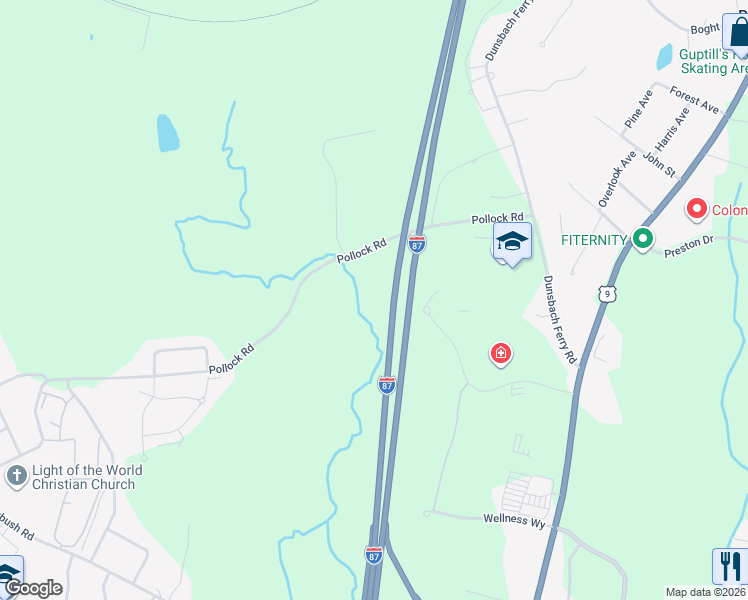 map of restaurants, bars, coffee shops, grocery stores, and more near 90 Pollock Road in Latham