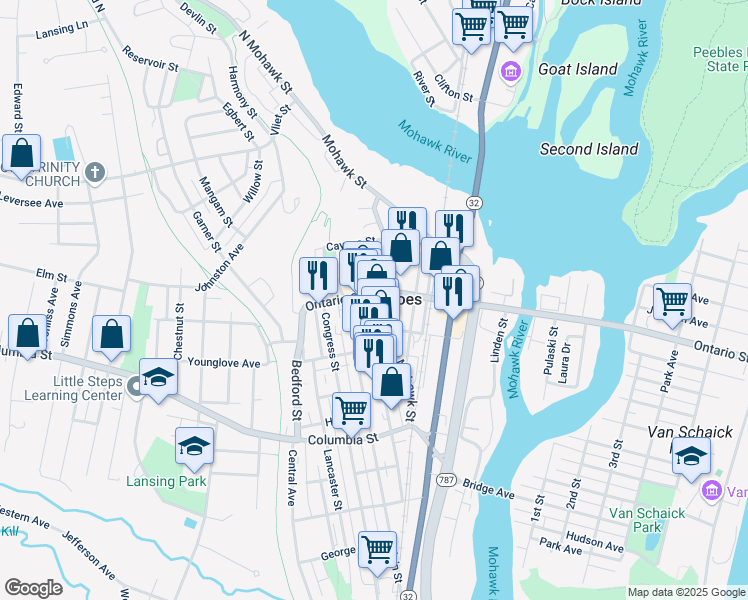 map of restaurants, bars, coffee shops, grocery stores, and more near 109 Remsen Street in Cohoes