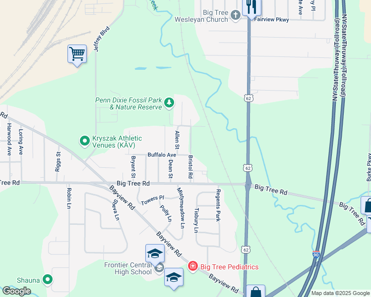 map of restaurants, bars, coffee shops, grocery stores, and more near 4070 Bristol Road in Buffalo