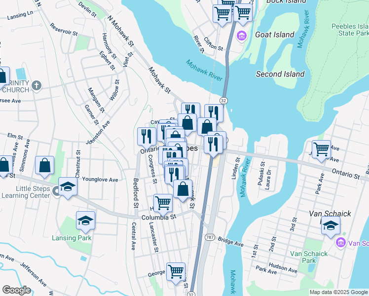 map of restaurants, bars, coffee shops, grocery stores, and more near in Cohoes