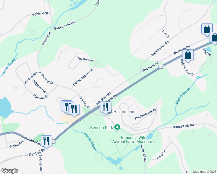 map of restaurants, bars, coffee shops, grocery stores, and more near 14 Frenette Drive in Hudson