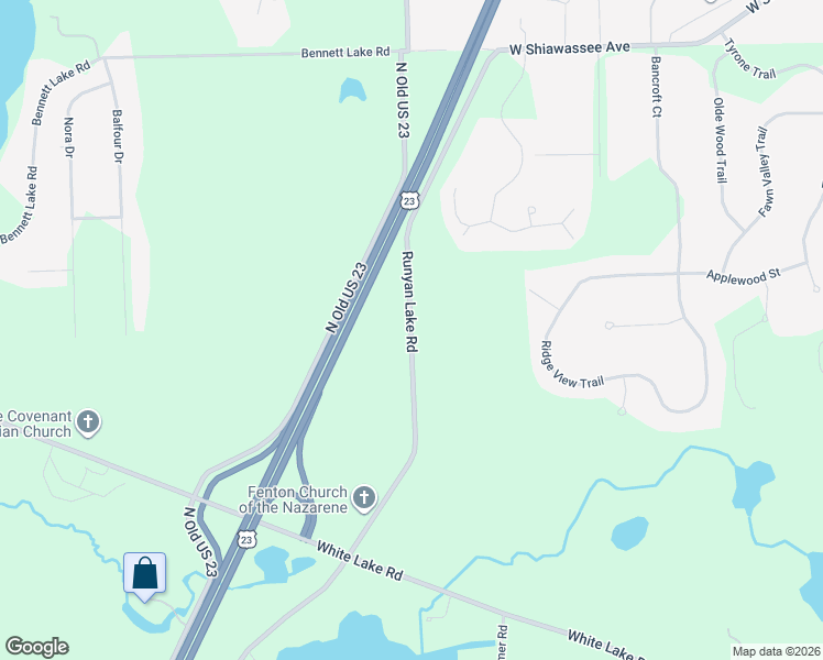map of restaurants, bars, coffee shops, grocery stores, and more near 11268 Runyan Road in Fenton