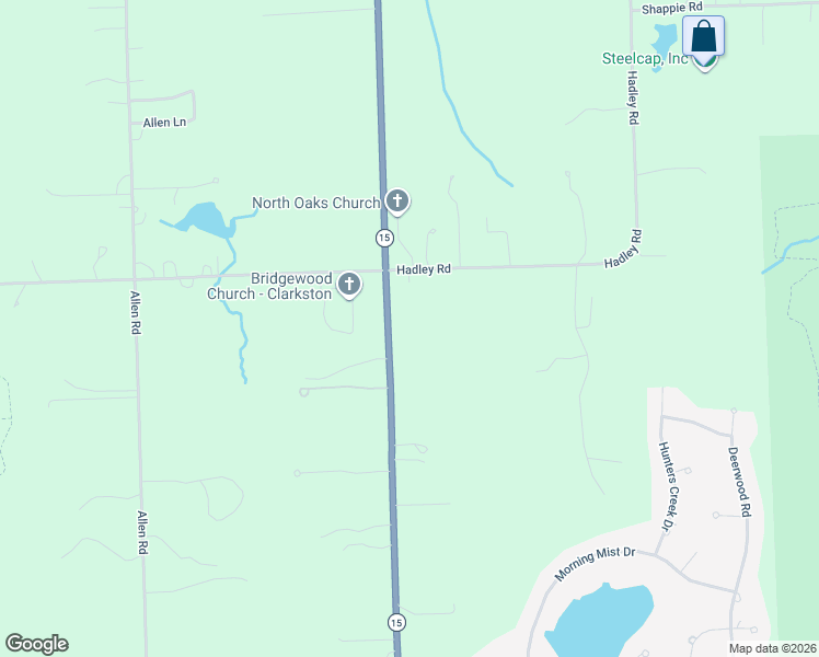 map of restaurants, bars, coffee shops, grocery stores, and more near 9398 Ortonville Road in Clarkston