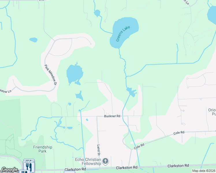 map of restaurants, bars, coffee shops, grocery stores, and more near 476 Crediton Street in Orion charter Township