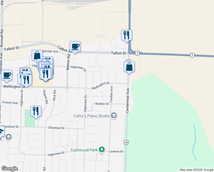 map of restaurants, bars, coffee shops, grocery stores, and more near in St. Thomas