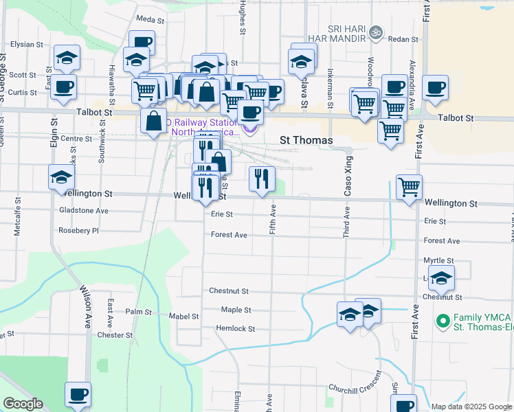 map of restaurants, bars, coffee shops, grocery stores, and more near 3 Smith Avenue in Saint Thomas