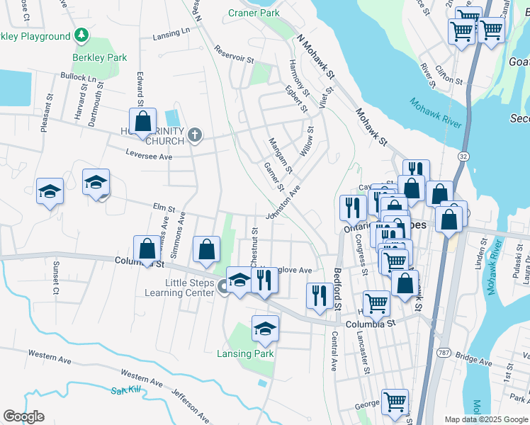 map of restaurants, bars, coffee shops, grocery stores, and more near 98 Willow Street in Cohoes