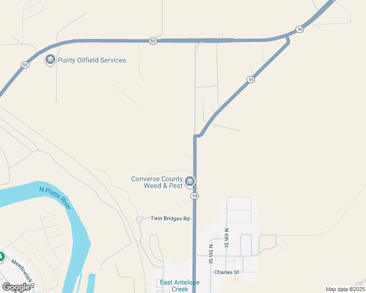 map of restaurants, bars, coffee shops, grocery stores, and more near 99 Wyoming 59 Bypass in Douglas