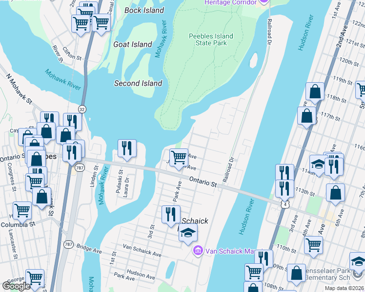 map of restaurants, bars, coffee shops, grocery stores, and more near 98 Melville Avenue in Cohoes