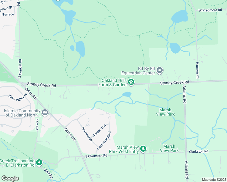 map of restaurants, bars, coffee shops, grocery stores, and more near 3543 Stoney Creek Road in Oakland charter Township